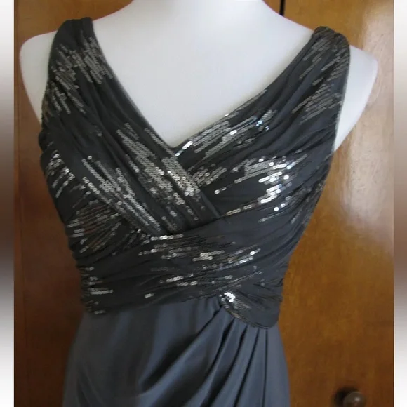 Ralph Lauren | Gray Ruched Sequin Dress| Size 6 | NWT - Picture 3 of 11